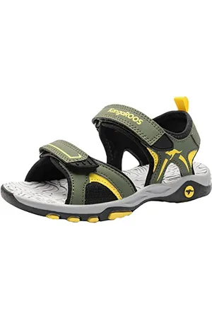 KangaROOS Unisex Kinder K-Mont Sandale, olive/sun yellow, 30 EU