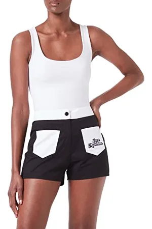 Moschino Womens high Waist in Cotton-Nylon Twill with Contrasting Colour Details Lässige Shorts, , 42