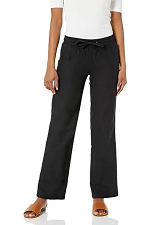 Amazon Damen Hose aus Leinengemisch mit Kordelzug lockere Passform weites Bein (in Übergröße erhältlich), , M