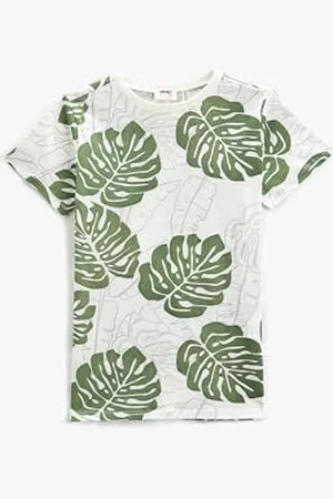 Koton Boys T-Shirt Palm Printed Short Sleeve Crew Neck