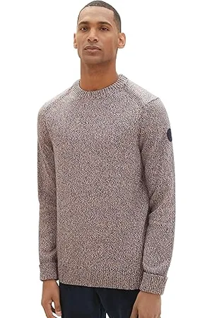 TOM TAILOR Herren 1038246 Basic Strick-Pullover aus Baumwolle, 34234-blue orange Mouline, M