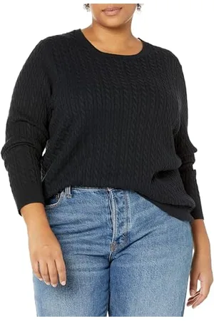 Amazon Damen Leichter Langarm-Pullover Mit Rundhalsausschnitt Mit Zopfmuster (Erhältlich In Übergröße), , XXL