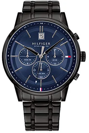 Tommy Hilfiger Multi Zifferblatt Quarz Uhr für Herren mit Schwarzes Edelstahlarmband - 1791633