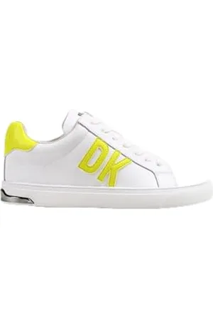 DKNY Damen Abeni Sneaker, White/Fluorescent Yellow, 36 EU