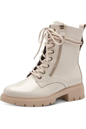 Tamaris COMFORT Damen Stiefeletten zum Schnüren mit Reißverschluss Herbst, Beige , 37 EU