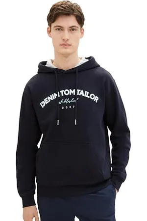 TOM TAILOR Herren Hoodie Sweatshirt mit Logo-Print, sky captain blue, XXL