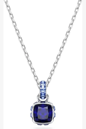 Swarovski Birthstone Anhänger September, Blaue und Rhodinierte Damenhalskette mit Kristallen