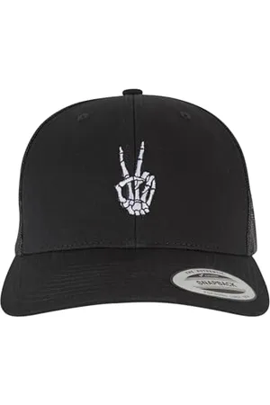 Mister Tee Unisex MT2845-Bones Hand Peace Retro Trucker Baseball Cap, Black, one Size