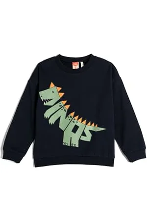 Koton Babyboy Sweatshirt Dinosaur Printed Brushed Interior Crew Neck