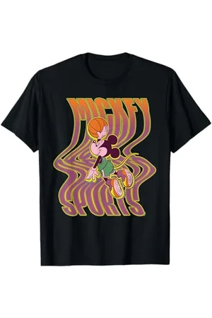 Disney Mickey Mouse Sports Basketball Dunk Wavy Letters T-Shirt