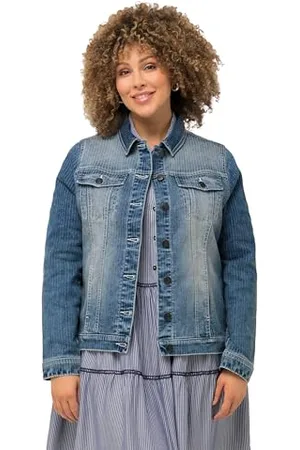 Ulla Popken Damen Denimjacke gestreift Indoorjacken, , 48-50