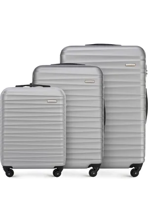 Wittchen Reisekoffer 3er Koffer-Set Rollkoffer Trolley Handgepäck Reisekofferset Gepäckset Hartschale aus ABS mit 4 Spinner-Rollen Zahlenschloss Teleskopgriff Groove Line