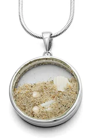 DUR Schmuck Kollektion „Sandsturm“, Ohrhänger, Anhänger und Kette als Set, 925 Sterling Silber mit Strandsand – anlaufsicher rhodiniert, P2936, O4835, K2248