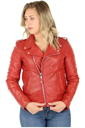Schott NYC Damen Lederjacke LCW1601D, Rot (red),Gr.40 (L)