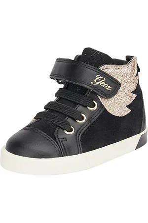 Geox B Kilwi Girl A Sneaker, Black/Gold, 26 EU