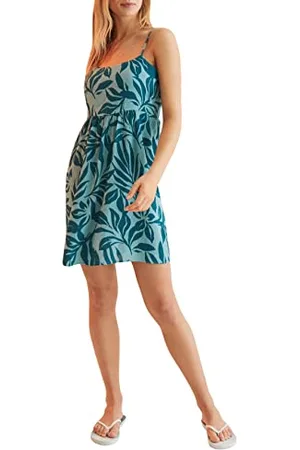 Women secret Damen Trägerkleid kurz Print Blau Kleid, Mehrfarbig, X-Large