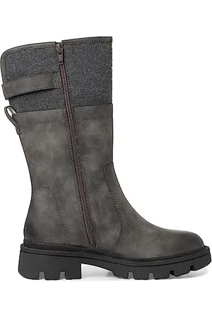 Jana Damen Stiefel ohne Absatz aus Kunstleder mit Schnalle Weite H Mehrweite, Grau , 36 EU