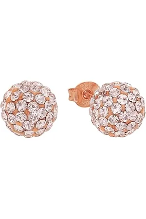 Amor Ohrstecker 925 Sterling Silber Damen Ohrschmuck, mit Kristallglas, 0,8 cm, Apricot, Kommt in Schmuck Geschenk Box, 2017091