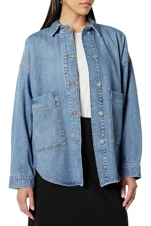 THE DROP Pilar Long Denim Shirt Jacket Jacken, , XS