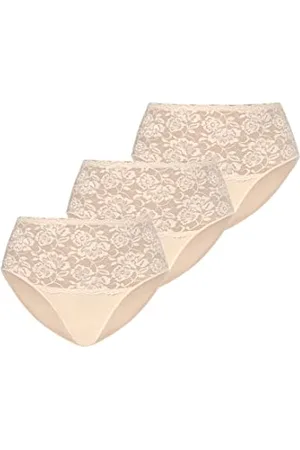 Teyli Damen Slip Taillenslip Baumwolle Hohe Taille mit Spitze 3er Pack S
