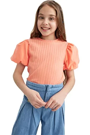 DeFacto Mädchen A2075a8 T-Shirt, Orange, 11-12 Jahre EU