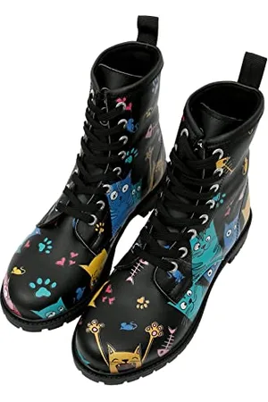 Dogo Vegane Damen Boots Stiefeletten - Cat Lovers 38