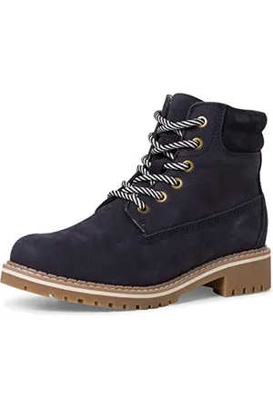 Tamaris Damen Schnürstiefel, Frauen Stiefel,Wechselfußbett,DUOtex,wasserabweisend,warm gefüttert,Winterstiefel,Winterschuhe,Navy,41 EU