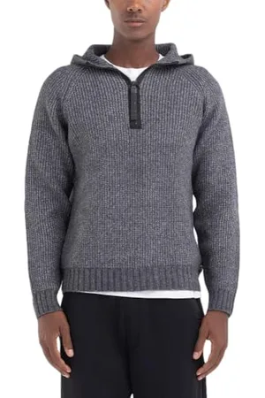 Replay Herren Pullover mit Reißverschluss Recyceltes Material, (Grau), XXL