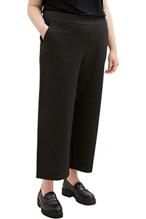TOM TAILOR Damen 1038821 Culotte Hose mit Karomuster, 33237-grey Black Tiny ck Check, 54/28