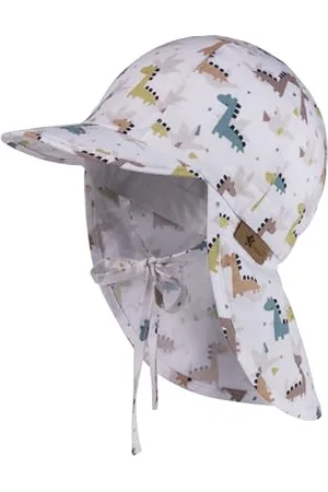 Sterntaler Schirmmütze Dinos mit Nackenschutz und Bindeband für Jungen - Baby Mütze mit UV -Schutz 50+ aus weicher Baumwolle - Schirmmütze für Spielspaß an heißen Tagen - , 45