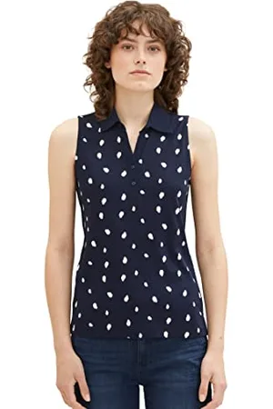 TOM TAILOR Damen 1037379 Polo Top, 32674-Navy Offwhite Dot Design, M