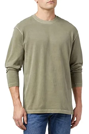 Marc O’ Polo Marc OߴPolo Herren Langarmshirt aus Bio-Baumwolle mit Rundhalsausschnitt, (Olive), XS