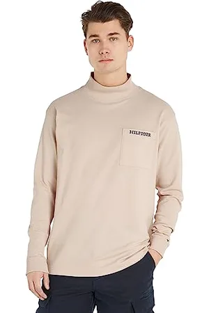 Tommy Hilfiger Herren Langarmshirt Pique Pocket Rollkragen, Beige (Cashmere Creme), XL