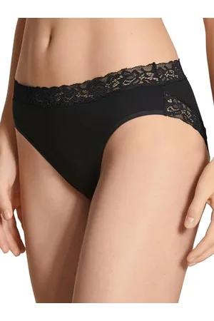Calida Natural Comfort Lace Slip Damen, Regular Cut, aus hochwertiger Supima-Baumwolle, mit femininen Spitzendetails
