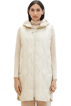 TOM TAILOR Damen Longstyle Lightwight Weste mit Kapuze, , XS