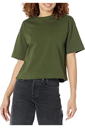 Amazon Damen Kurzärmliges T-Shirt aus Bio-Baumwolle mit überschnittenen Schultern und Lockerem Boxy-Schnitt (erhältlich in Übergrößen), , XXL