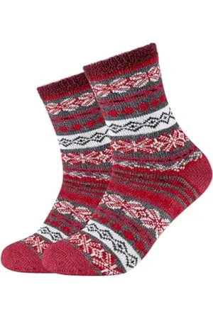 Camano Damen 1102049000-Damen Cosy Kuschel Double Layer Winter Socken 2 Paar, Black, Größe 35/38 Kuschelsocken, 3-5