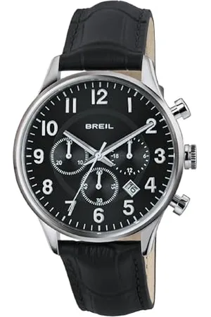 Breil Herren Chronograph Contempo Collection, mit Sonnenschliff-Zifferblatt und Italienischem Lederarmband, 40,5-mm-Stahlgehäuse, mit Kalender, Herrenuhr mit Wasserdichtigkeit bis 5 ATM