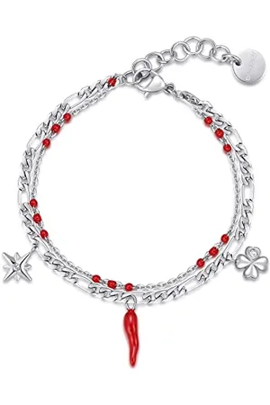 Brosway Armband Chant für Damen aus 316L-Edelstahl mit Kleeblatt, Horn, Sternanhänger und Kristallen, Karabinerverschluss, Größe: 18,5 cm, BAH64