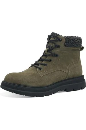 QS by s.Oliver Herren Stiefel zum Schnüren mit Reißverschluss Gefüttert, Grün , 41 EU