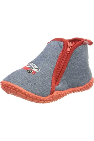 Playshoes Kinder Hausschuhe mit praktischem Reißverschluss -Motiv,20/21 EU, Blau Jeansblau