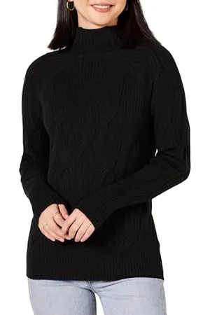 Amazon Damen Soft-Touch-Pullover mit Trichterkragen und Zopfmuster, , XL
