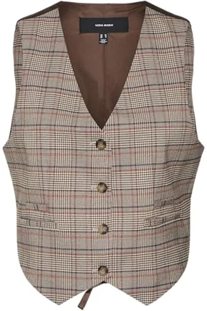 VERO MODA Damen Vmellie Sl Check Vest Anzugweste, , 40