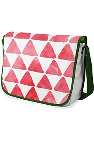 Bonamaison Le Jardin du Lin Digital Bedruckte Messenger Schultaschen mit Khaki Riemen für Mädchen und Jungen, Zurück zur Schule, Kuriertaschen für Schüler, Umhängetaschen, Größe: 29x36 Cm