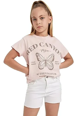 DeFacto T-Shirt Mädchen - Modisches und trendiges T-Shirt für stylishe Mädchen -T-Shirts Kleidung für Mädchen