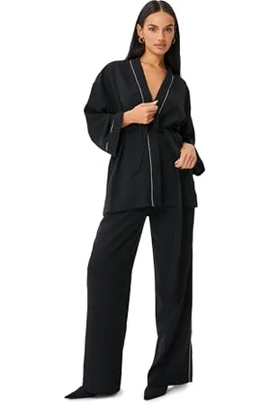 Koton Women High Rise Pocket Detail Wide Leg Palazzo Pants
