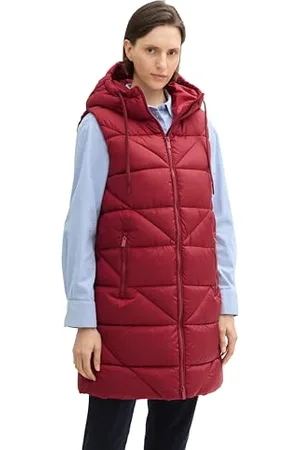 TOM TAILOR Damen 1042907 Longstyle Steppweste, 35930-Deep Red, M