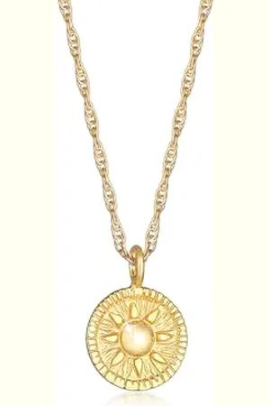 Elli Halskette Damen Kordel Münze Anhänger Rund Sonne Vintage Trend in 925 Sterling Silber