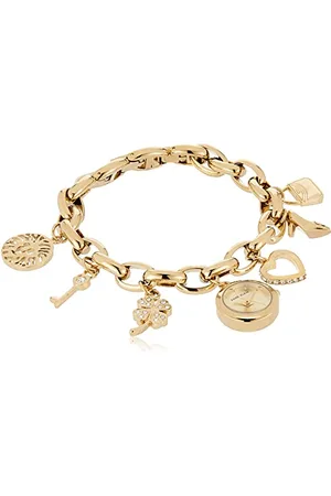Anne Klein Damen-Armbanduhr mit Premium-Kristallakzent und goldfarbenem Charm, 10/7604CHRM