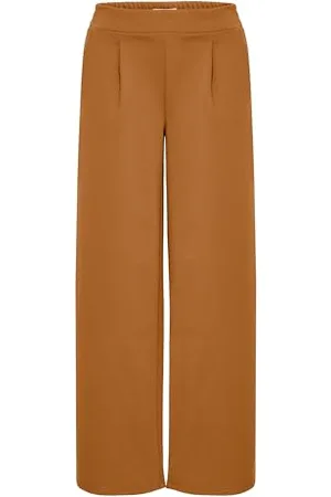 Ichi IHKate Damen Hose Stoffhose Culotte-Hose mit Stretch hoher Elastikbund weiter Schnitt Ziernäthe, Größe:XXL, Farbe: